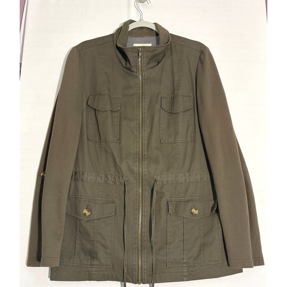 41 Hawthorn Utility Jacket Olive Green Mixed Media Roll Tab Cargo XL Womens